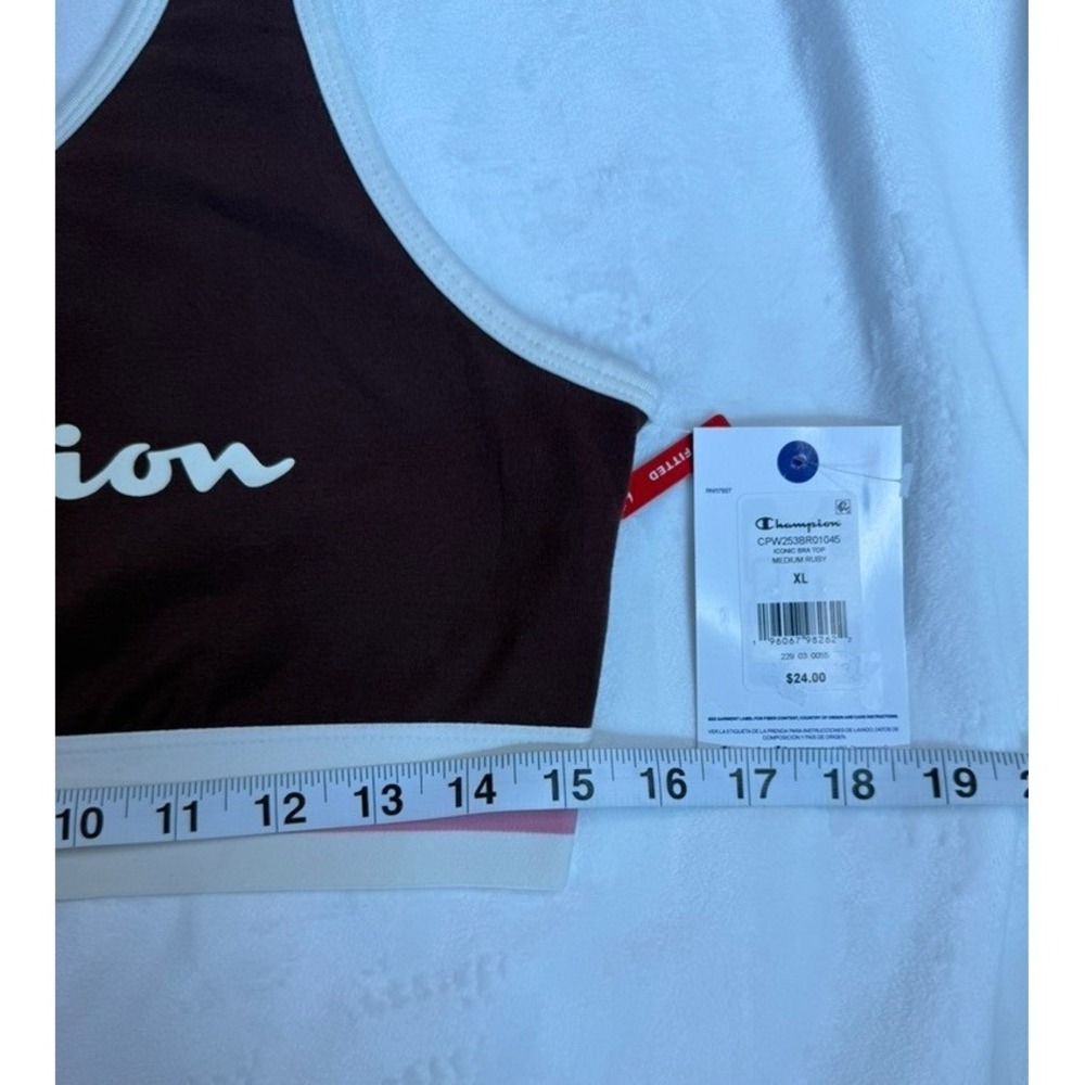 Champion Iconic Bra Top Medium Ruby Red Pink Stripe XL - Picture 2 of 3